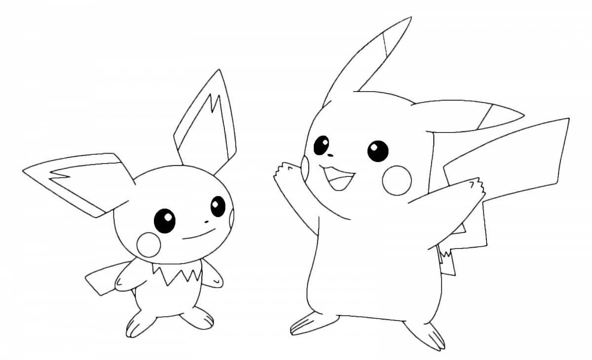 Cute coloring stitch and pikachu