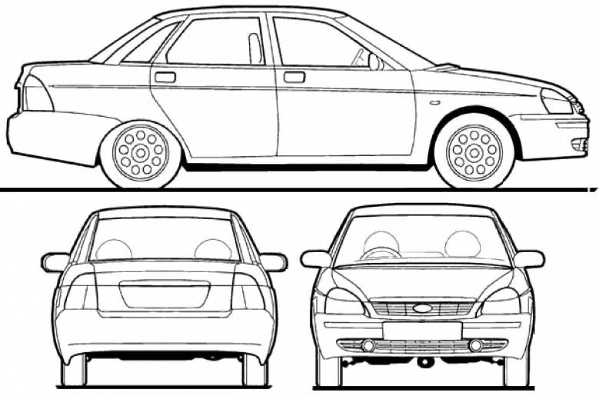 Лада приора габаритный чертеж