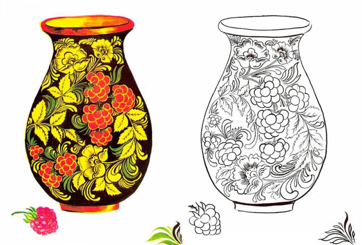Хохломская роспись ваза