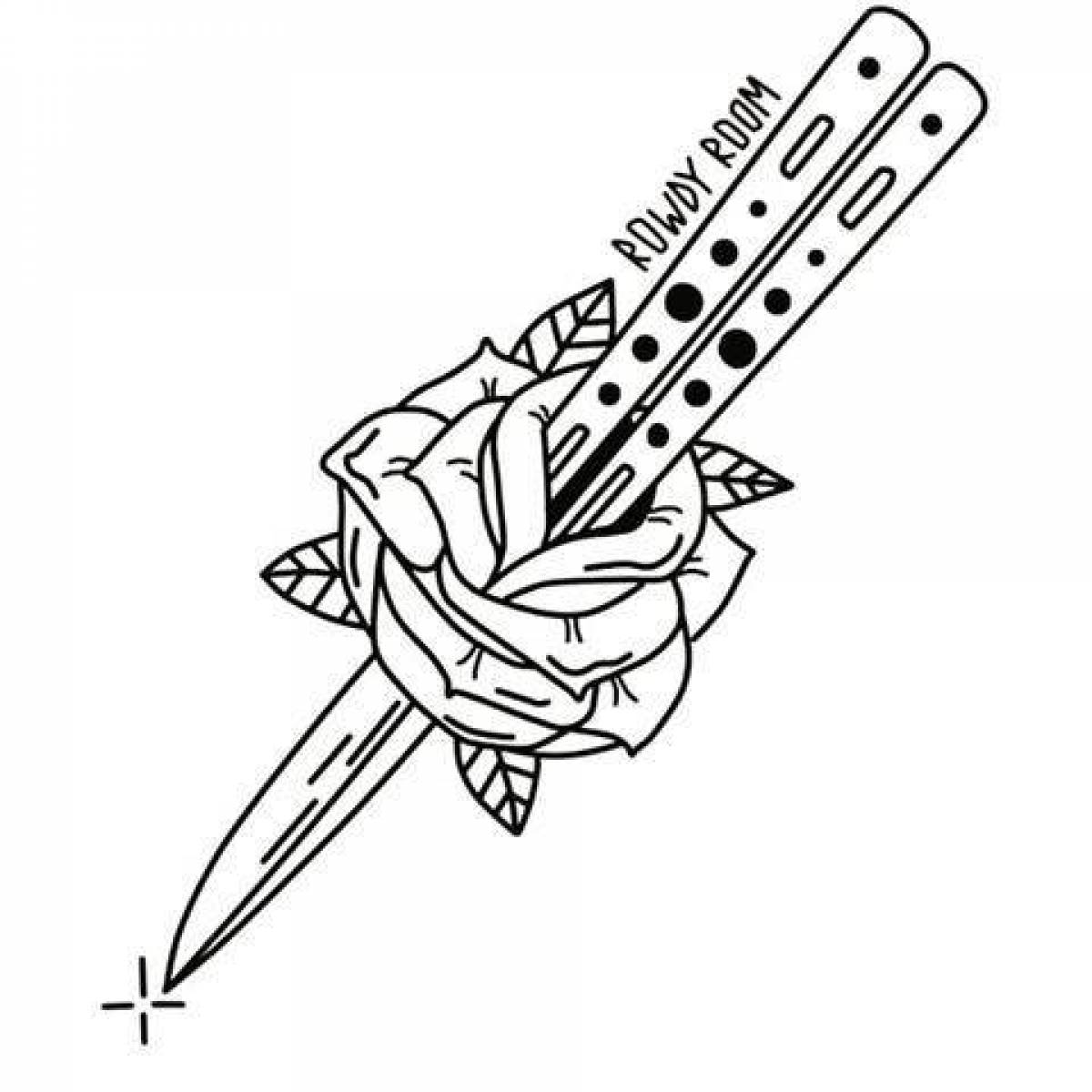 Эскиз Татуировки нож бабочка