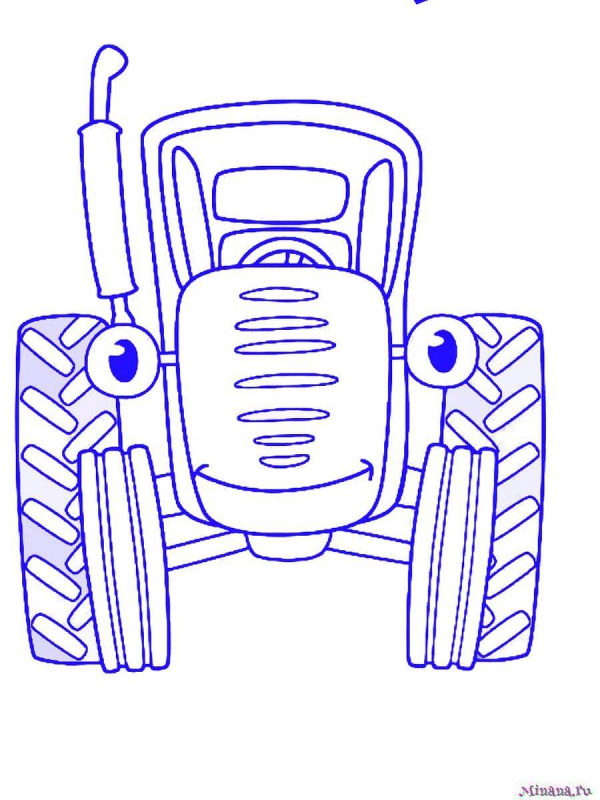 Картинки раскраски синий трактор для детей черно белые распечатать