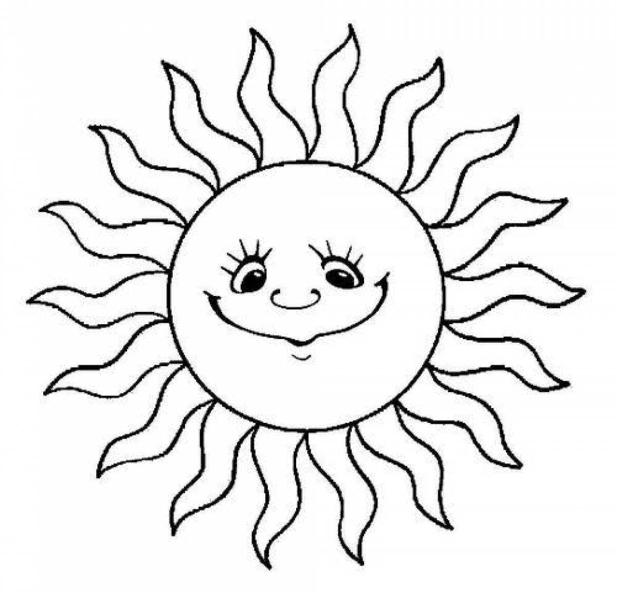 Солнышко рисунок для детей раскраска