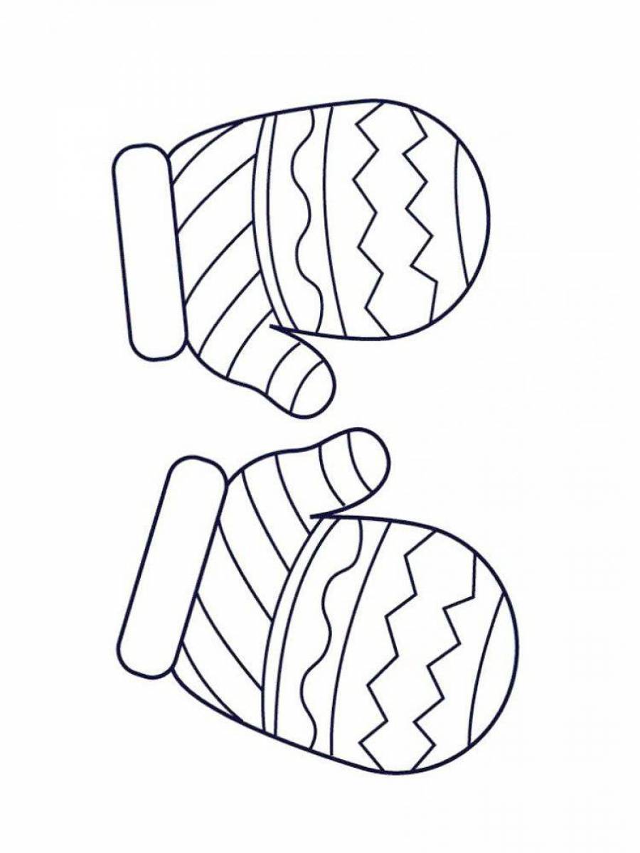 Варежки рисунок для раскрашивания
