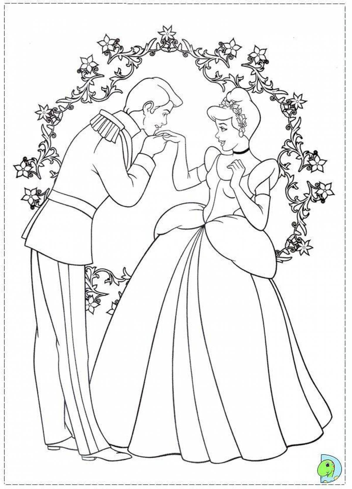Exquisite Cinderella coloring book for kids