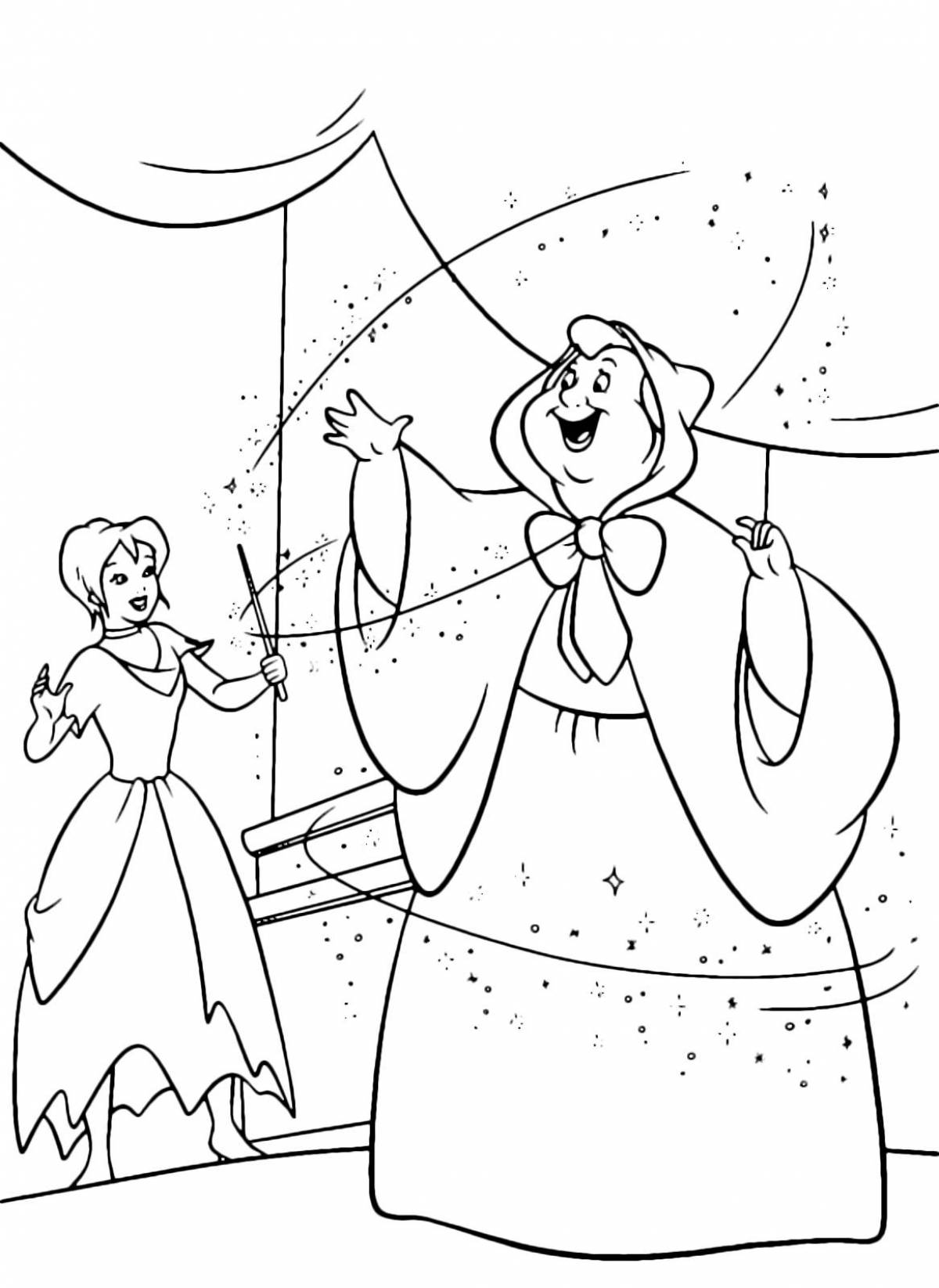 Colourful Cinderella coloring book for kids
