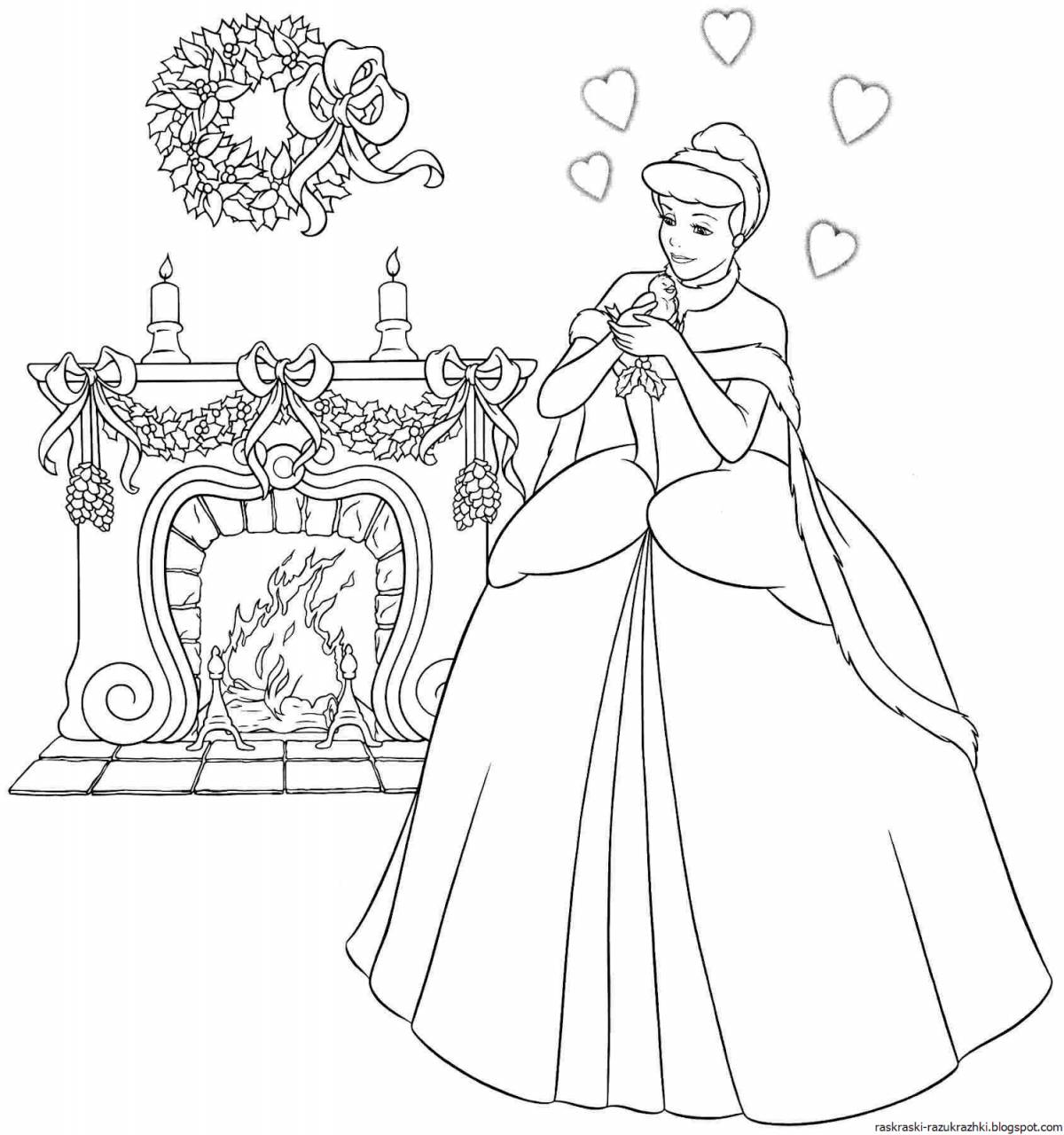 Shiny Cinderella coloring book for kids