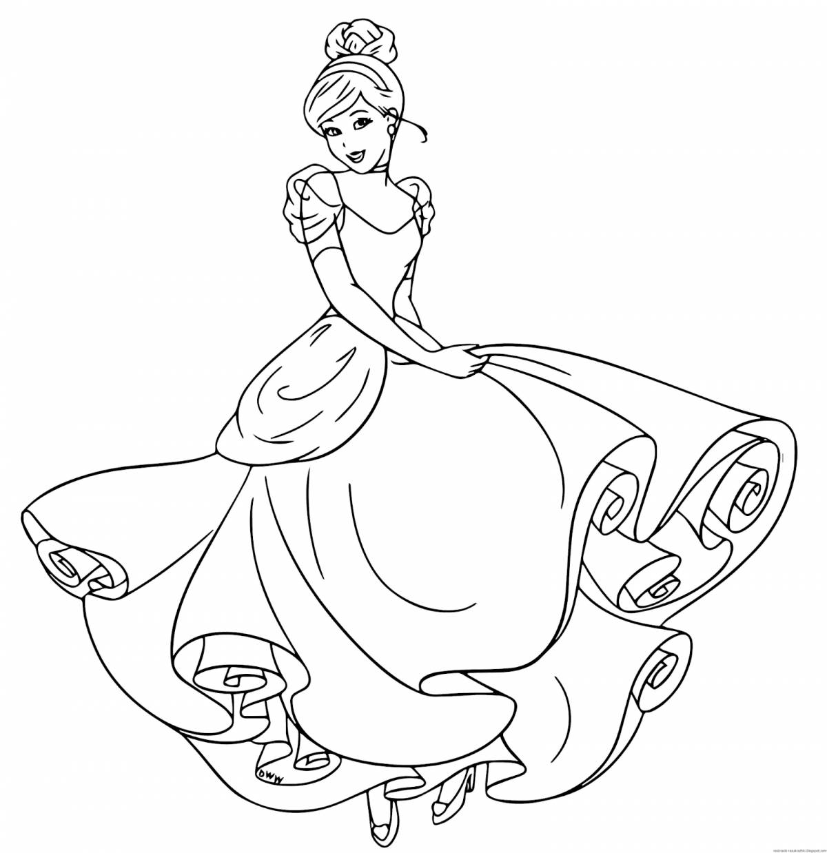 Dazzling Cinderella coloring book for kids
