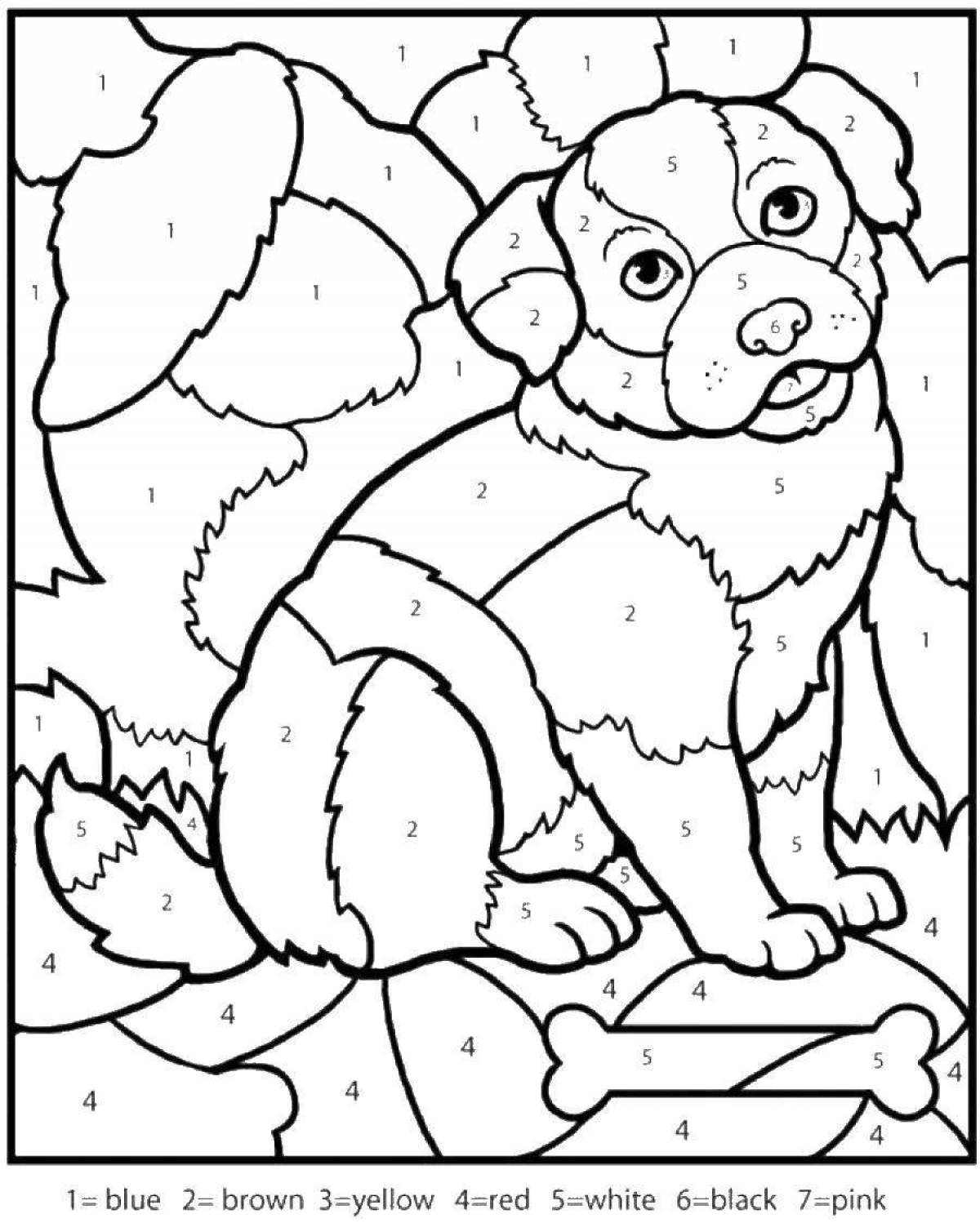 Color-explosive coloring page by phone numbers