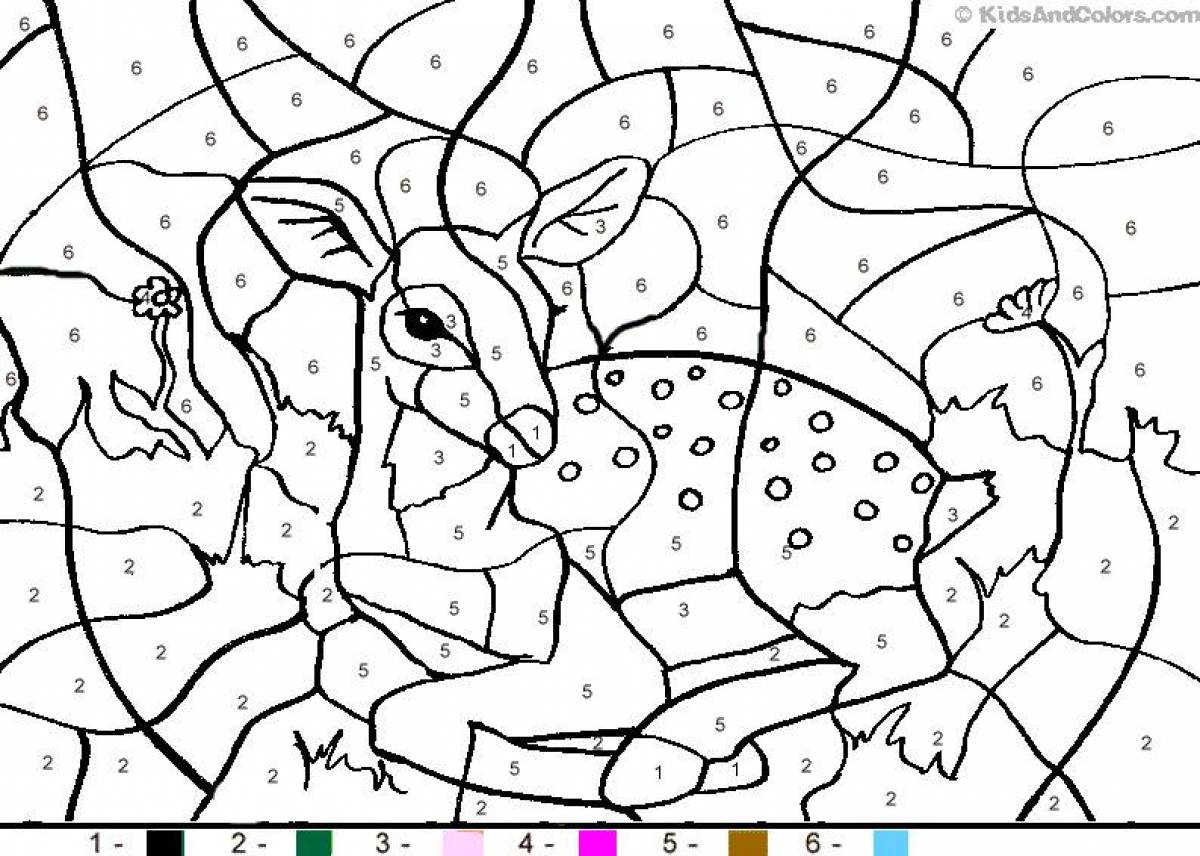 Color-brilliant coloring page by phone numbers