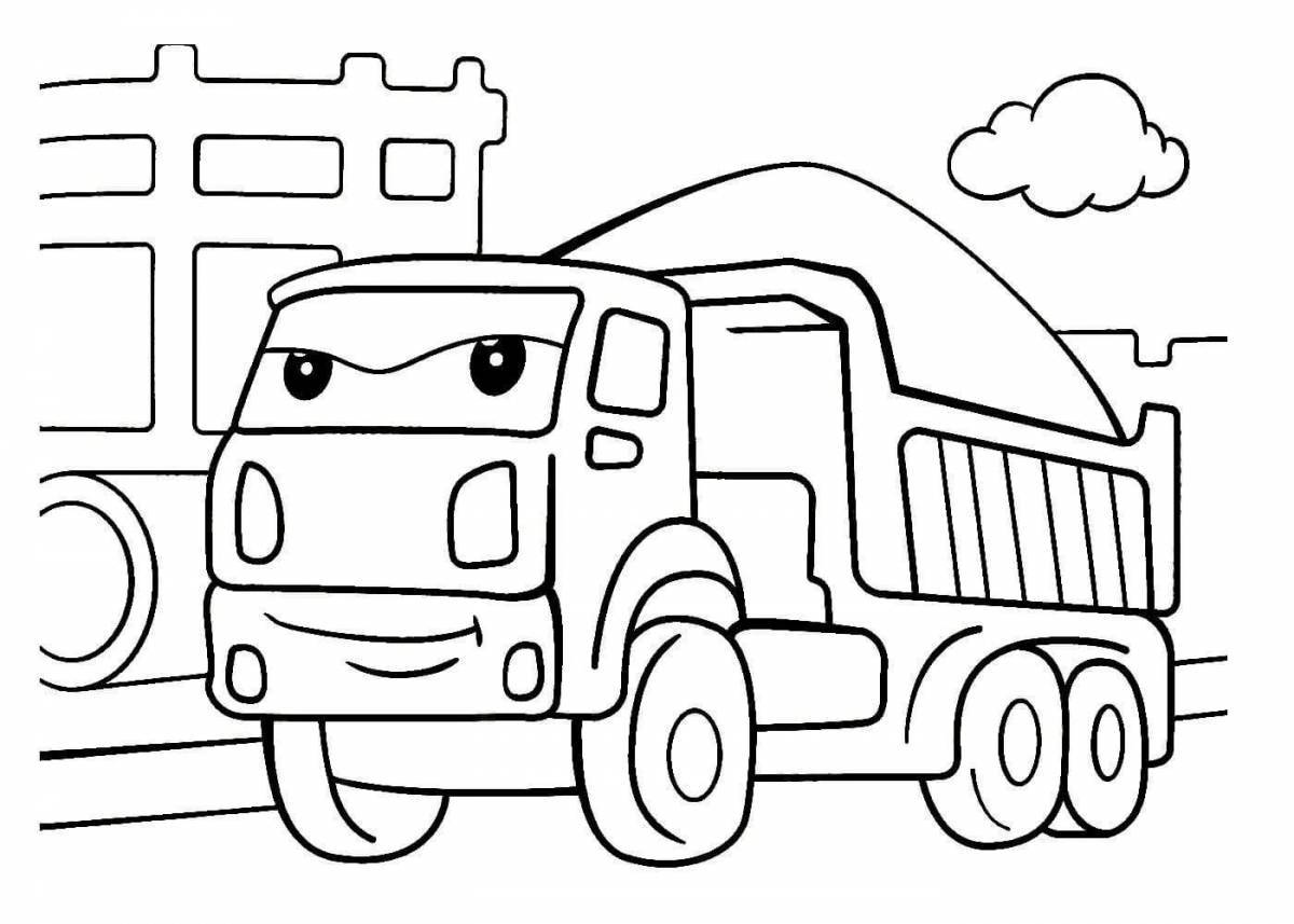 Coloring pages jubilant cars for children 3-4 years old