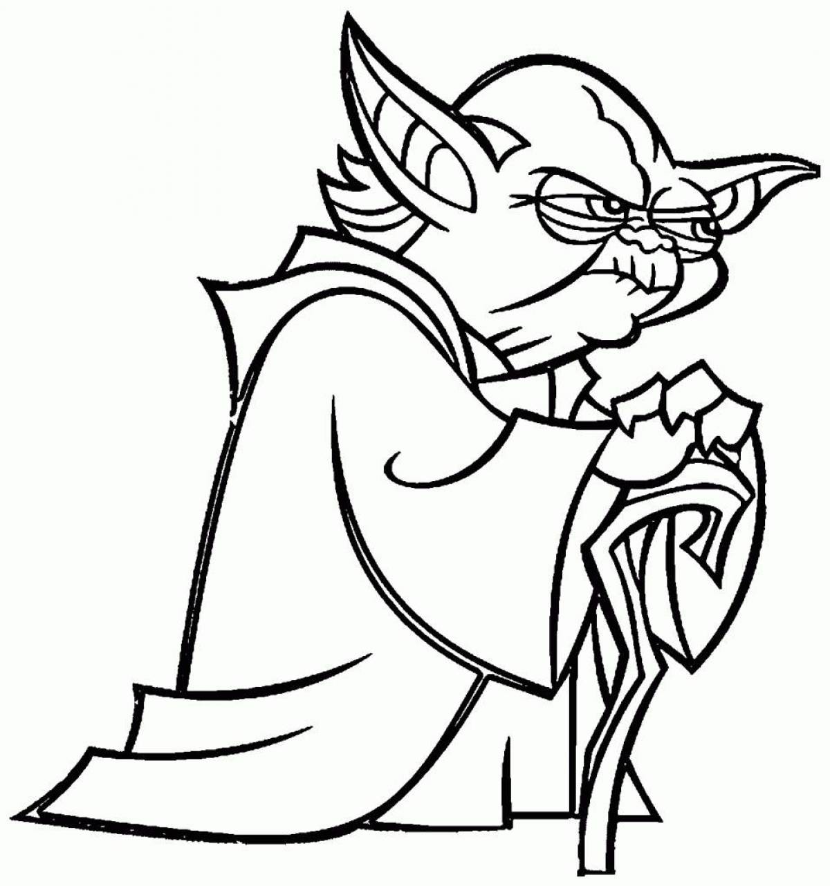 Yoda's playful coloring page