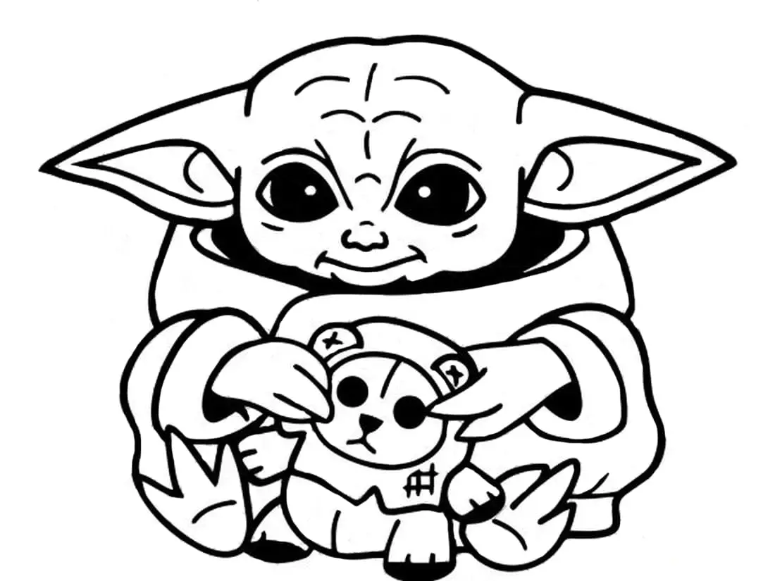 Lovely yoda coloring page