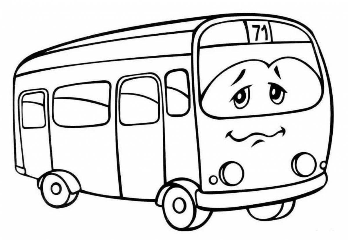 Яркая автобусная раскраска для самых маленьких