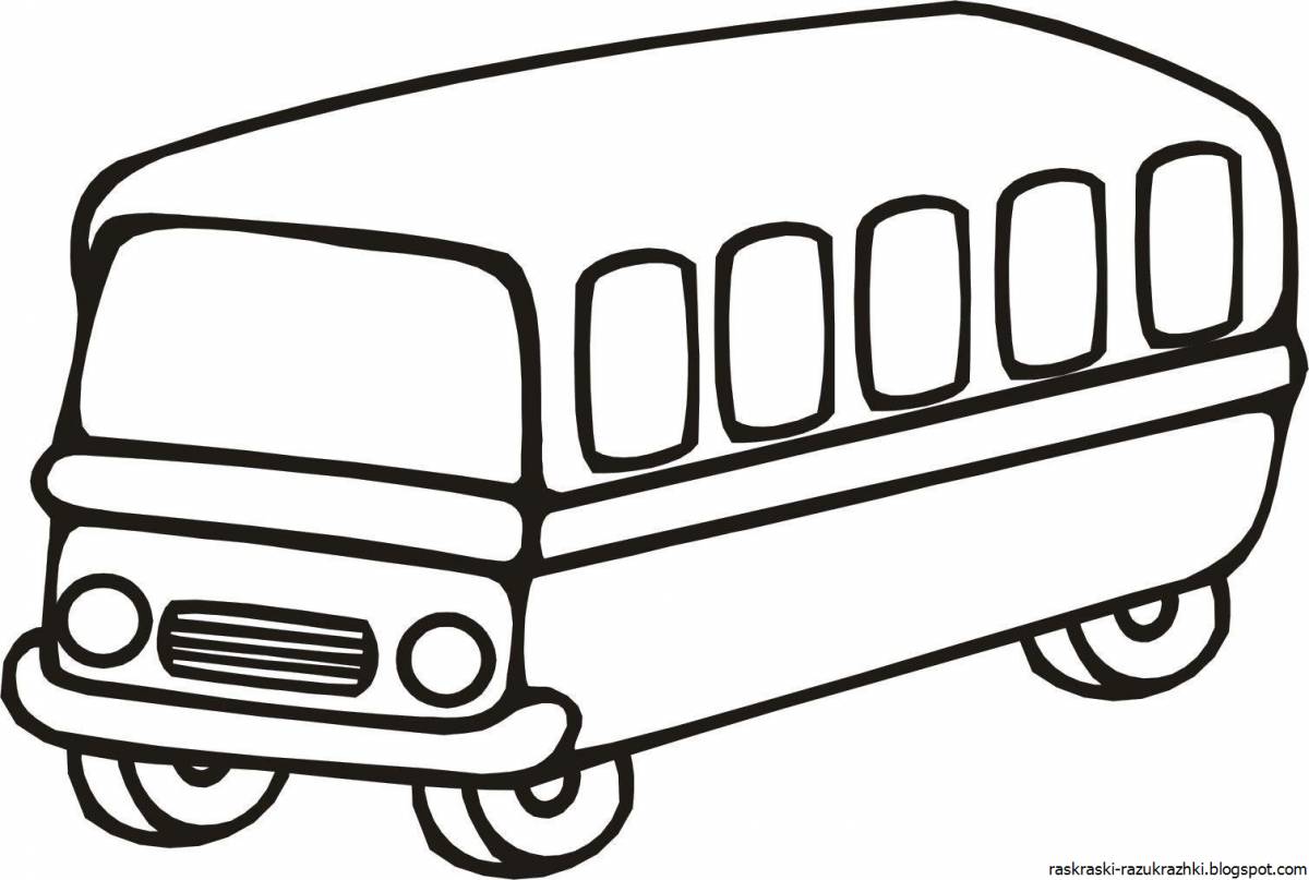 Яркая автобусная раскраска для дошкольников