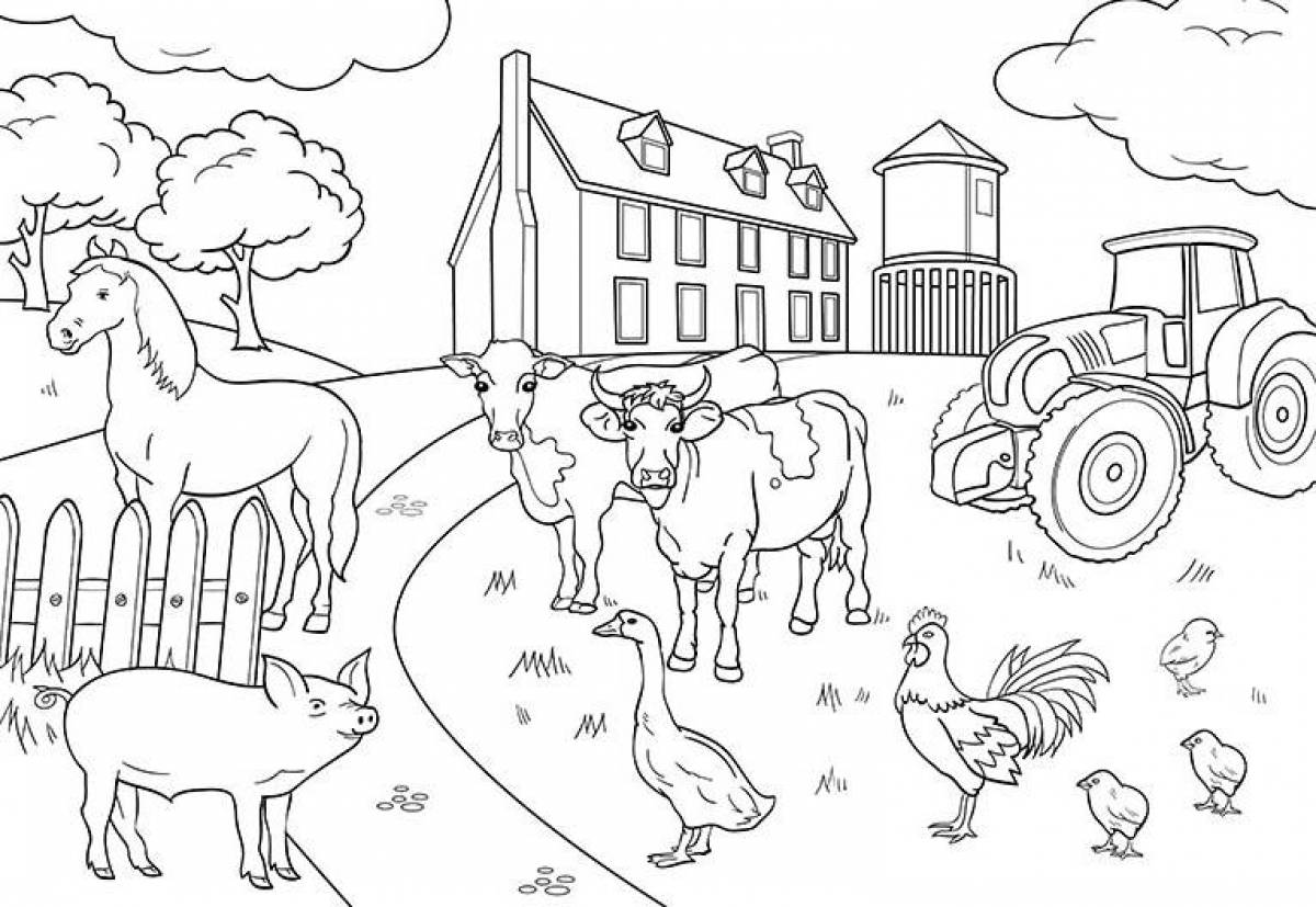 Waving pet coloring pages for kids