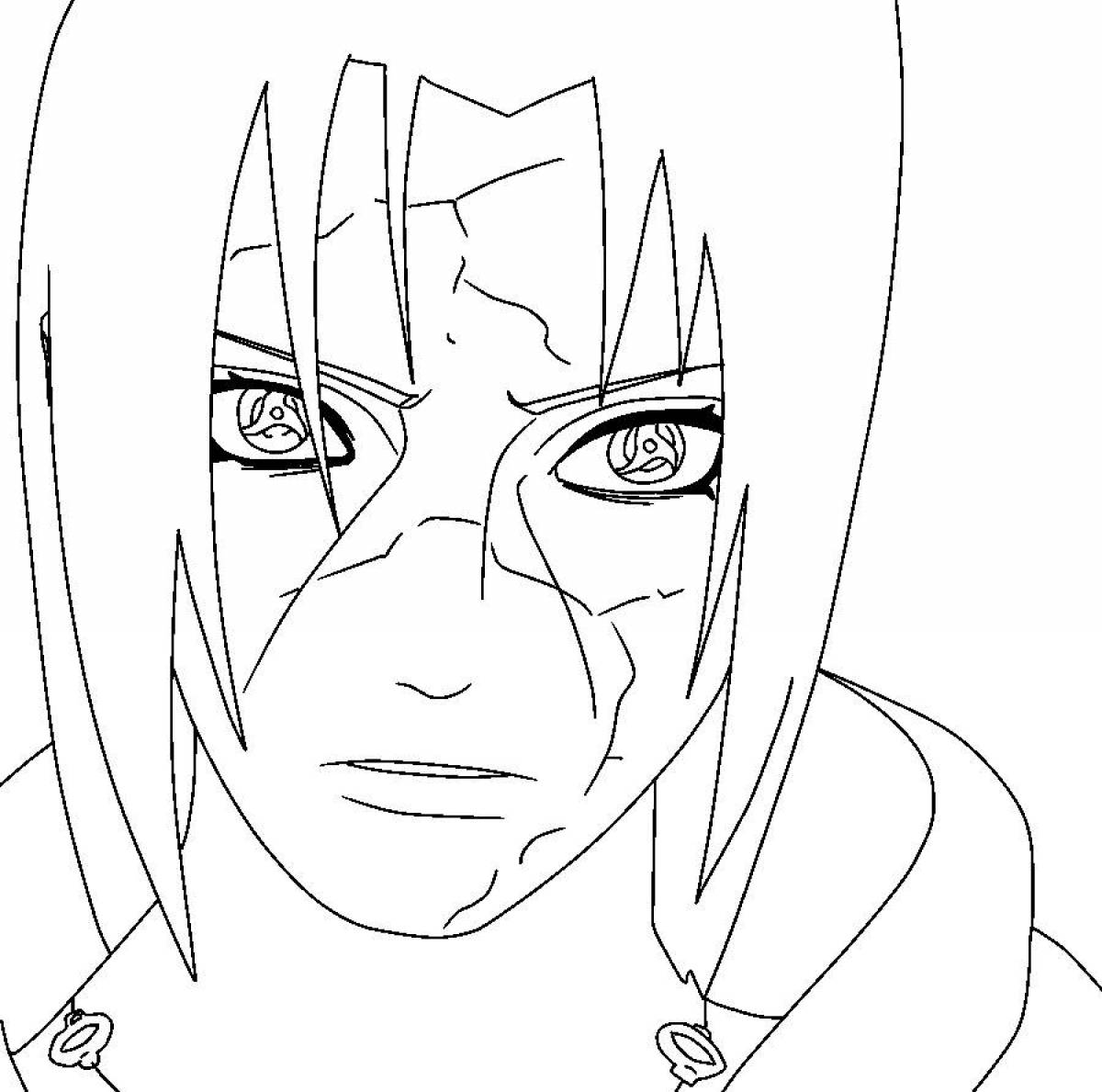Itachi playful coloring page