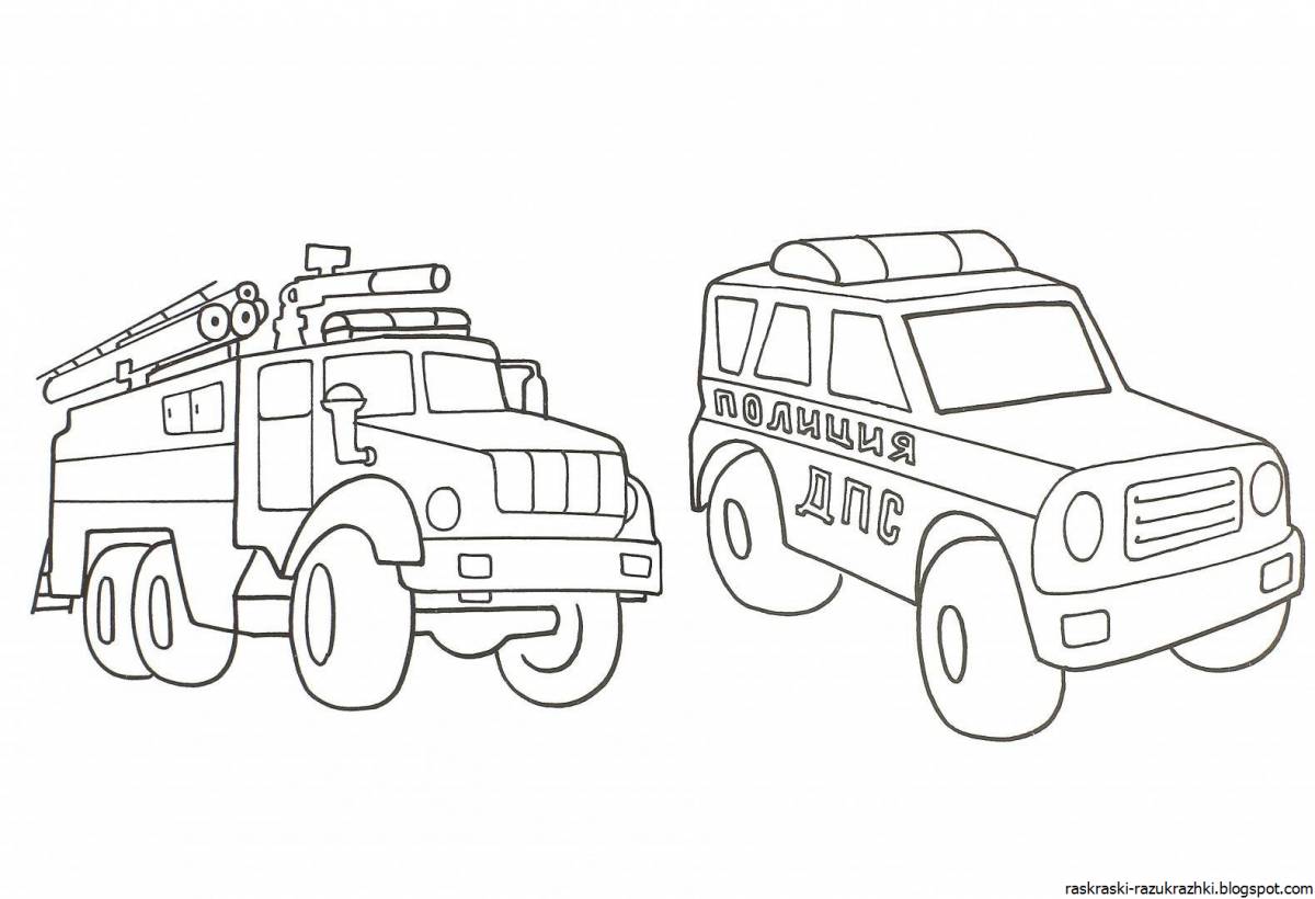Colorful transport coloring pages for 4-5 year olds
