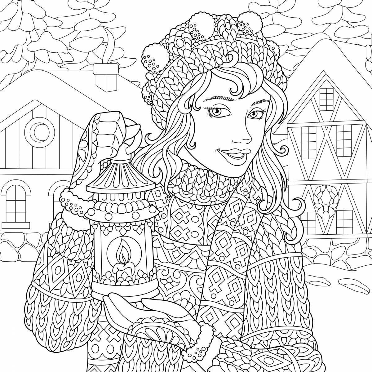 Fascinating Christmas complex coloring book