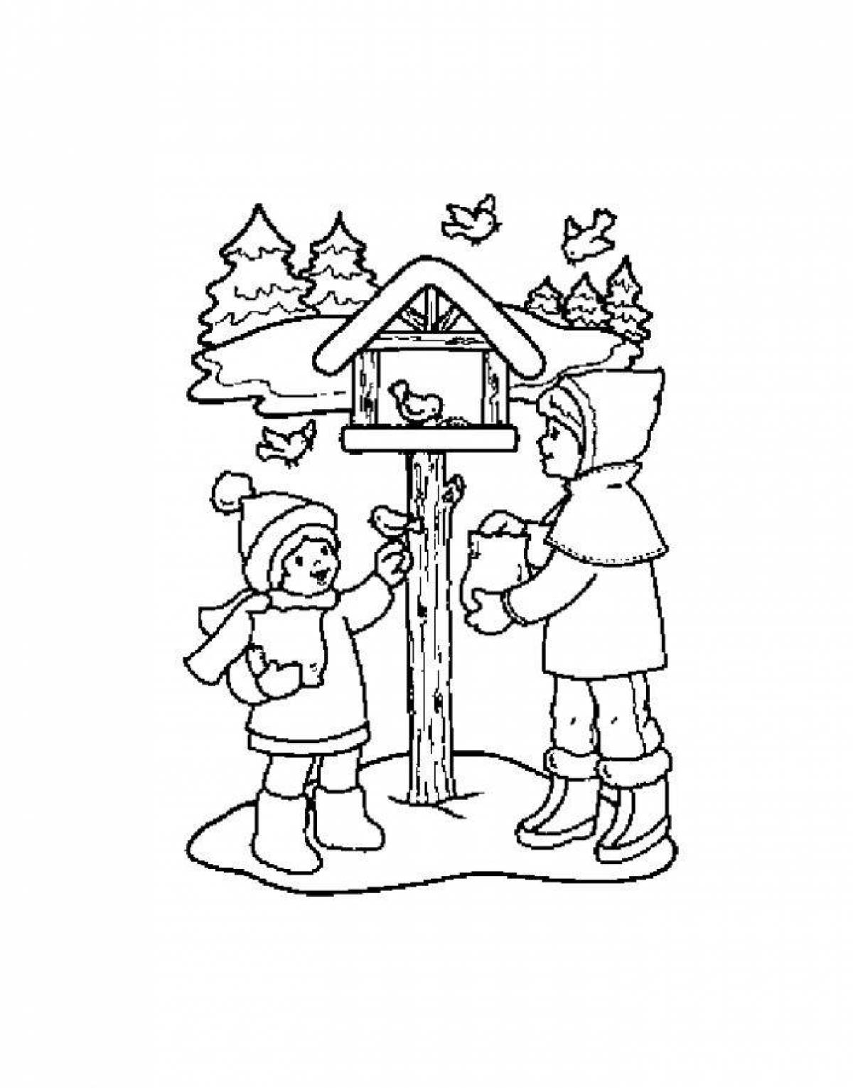 Coloring page charming feeder