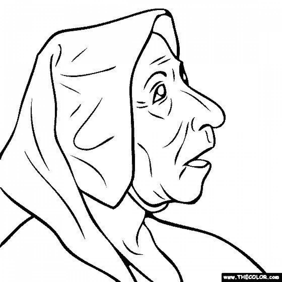 Coloring page cheerful grandmother granny