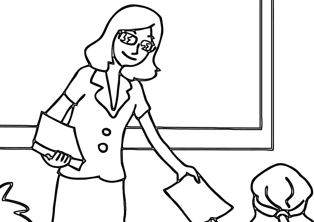 Coloring page happy teacher