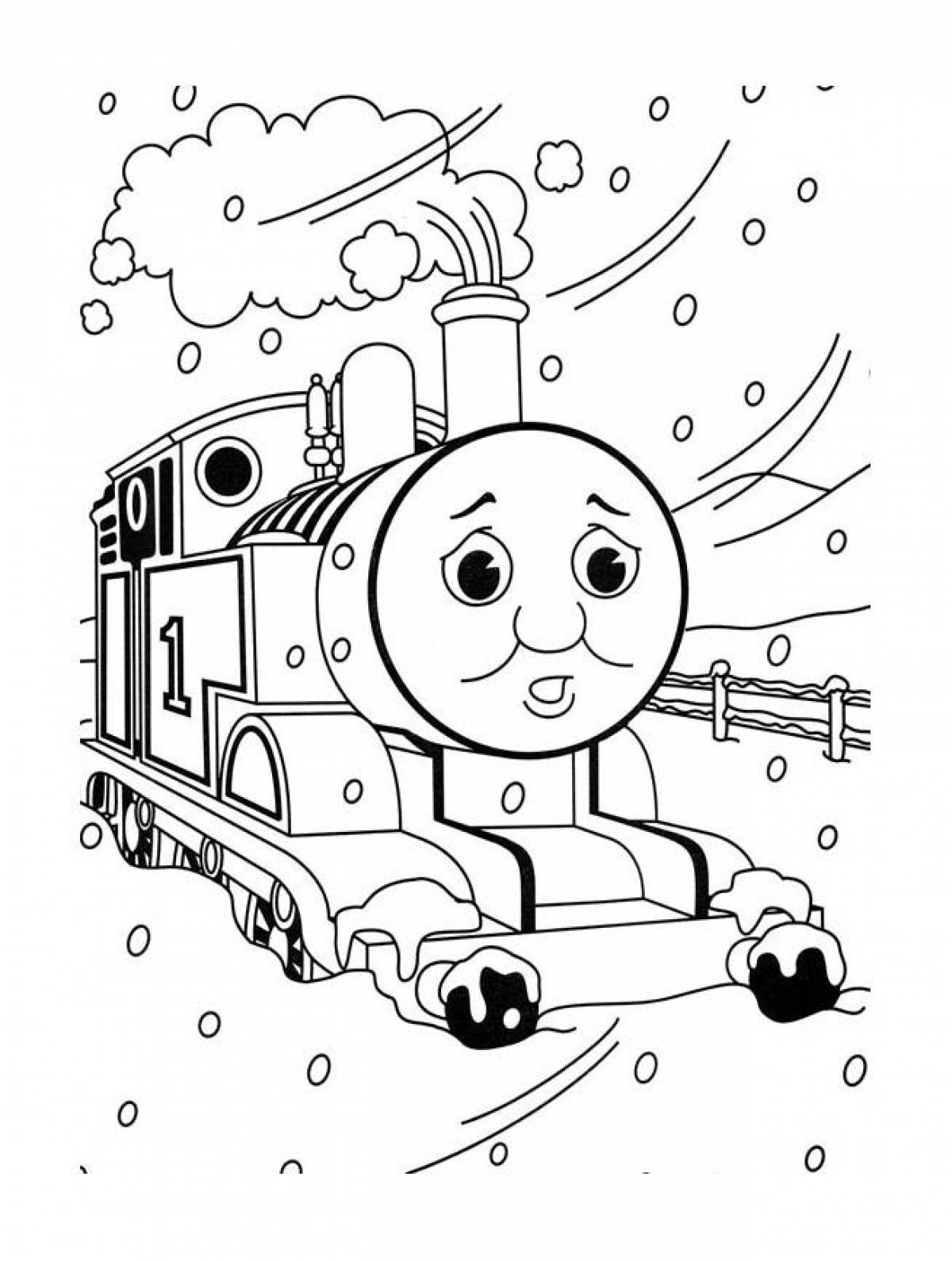 Coloring page adorable thomas the tank engine
