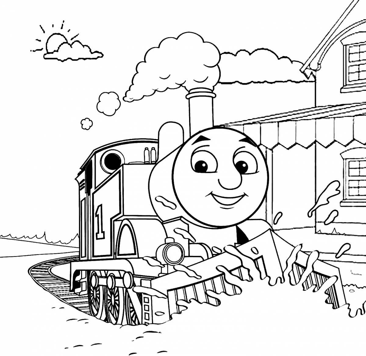 Coloring book glowing thomas the tank engine