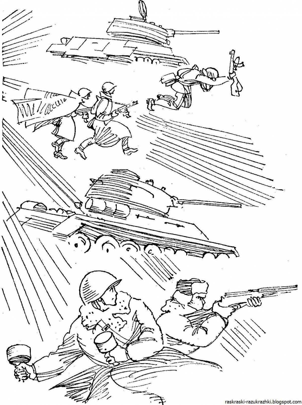 Shiny coloring page battle of stalingrad drawing