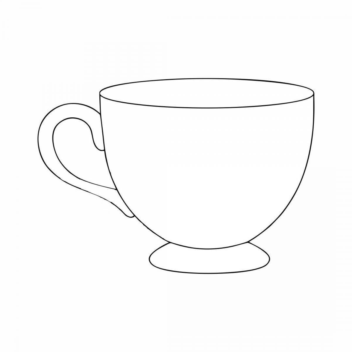 Векторная иллюстрация симпатичный символ чашки мультфильма для детей, раскраски