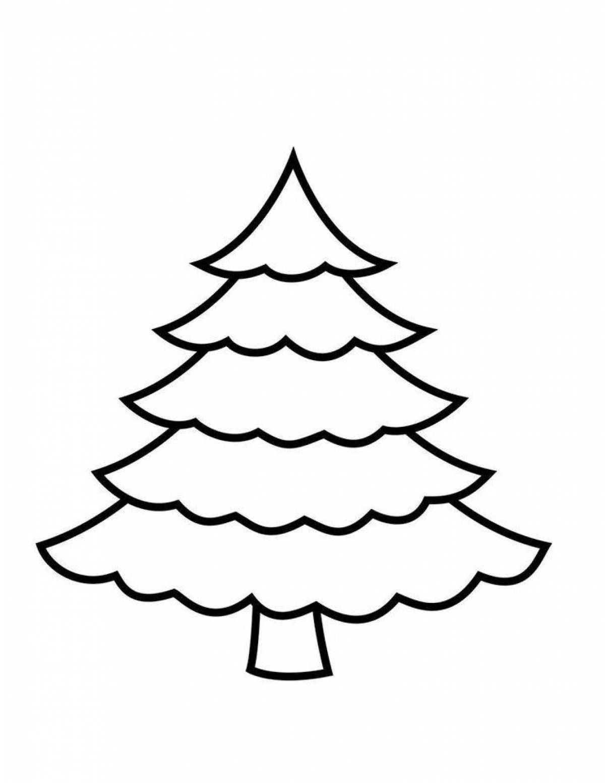 Раскраска яркая новогодняя елка для детей 3-4 лет