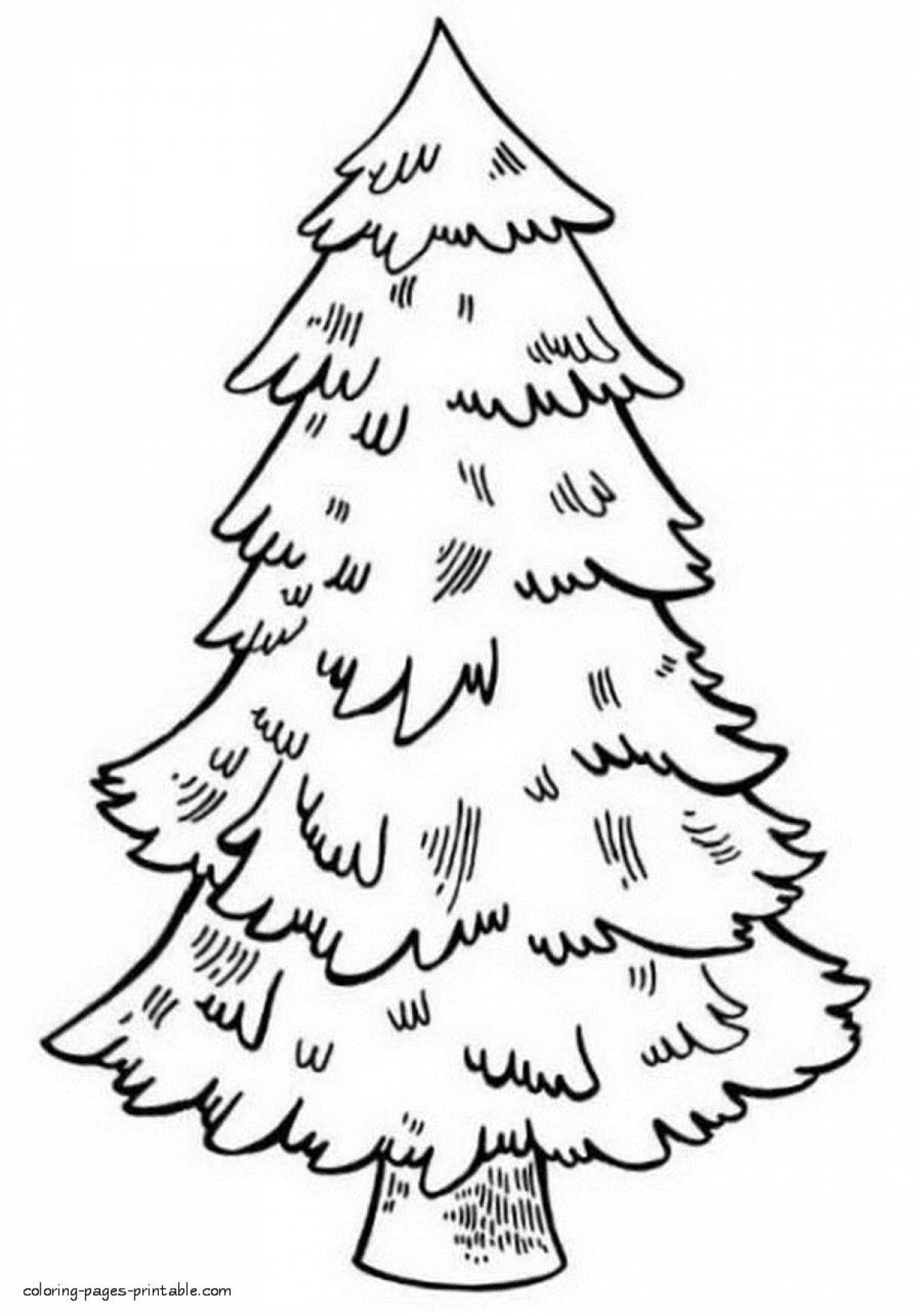 Раскраска гламурная новогодняя елка для детей 3-4 лет