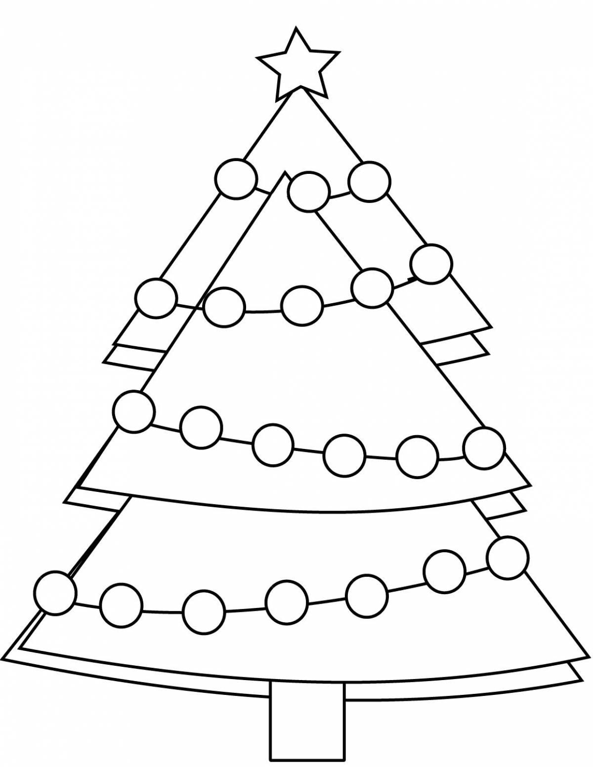 Cute Christmas tree coloring book for 3-4 year olds