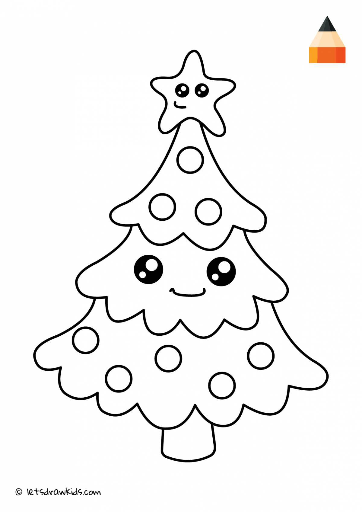 Раскраска «красивая новогодняя елка» для детей 3-4 лет
