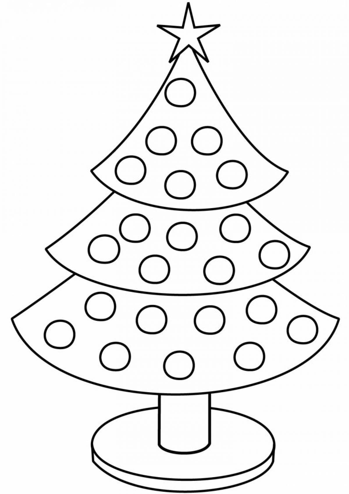Christmas tree coloring pages with taste for children 3-4 years old