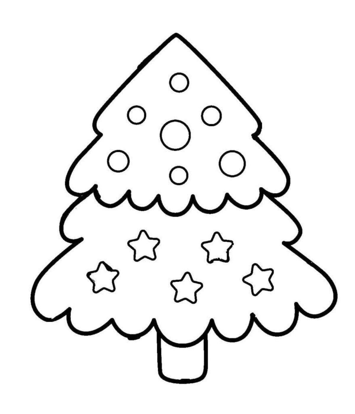 Bright Christmas tree coloring for children 3-4 years old