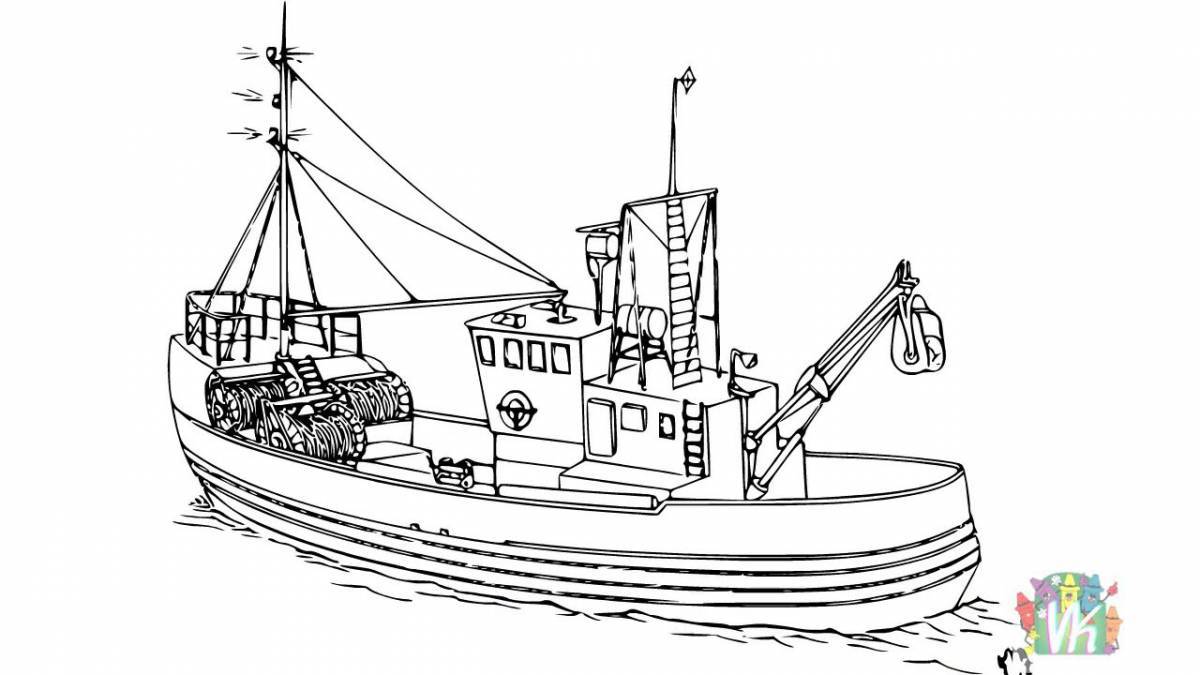 Coloring page charming tugboat