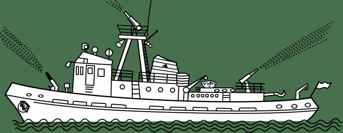 Animated tugboat coloring page