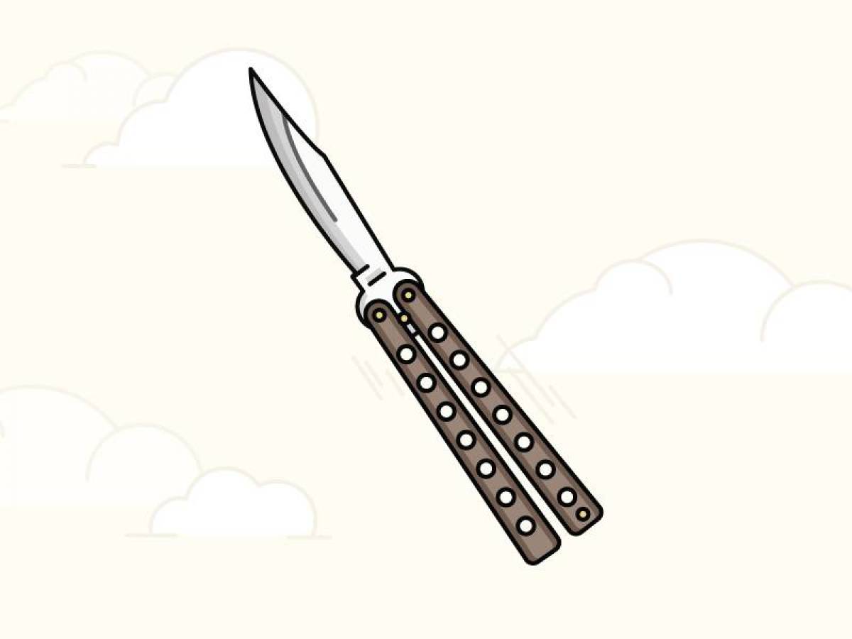 Radiant coloring page butterfly knife