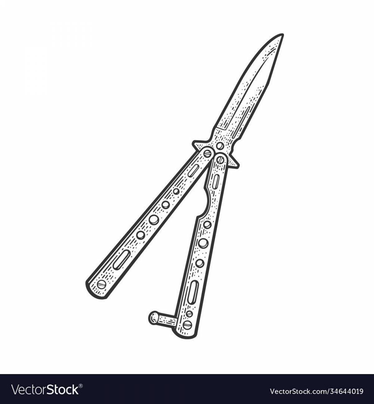Delicate butterfly knife coloring