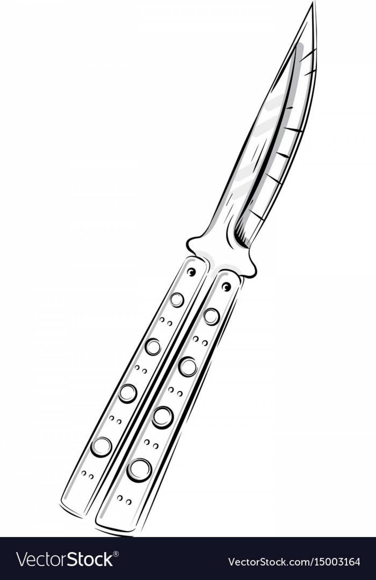Stylish butterfly knife coloring book