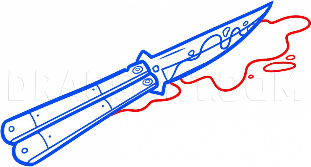 Artistic coloring of butterfly knife