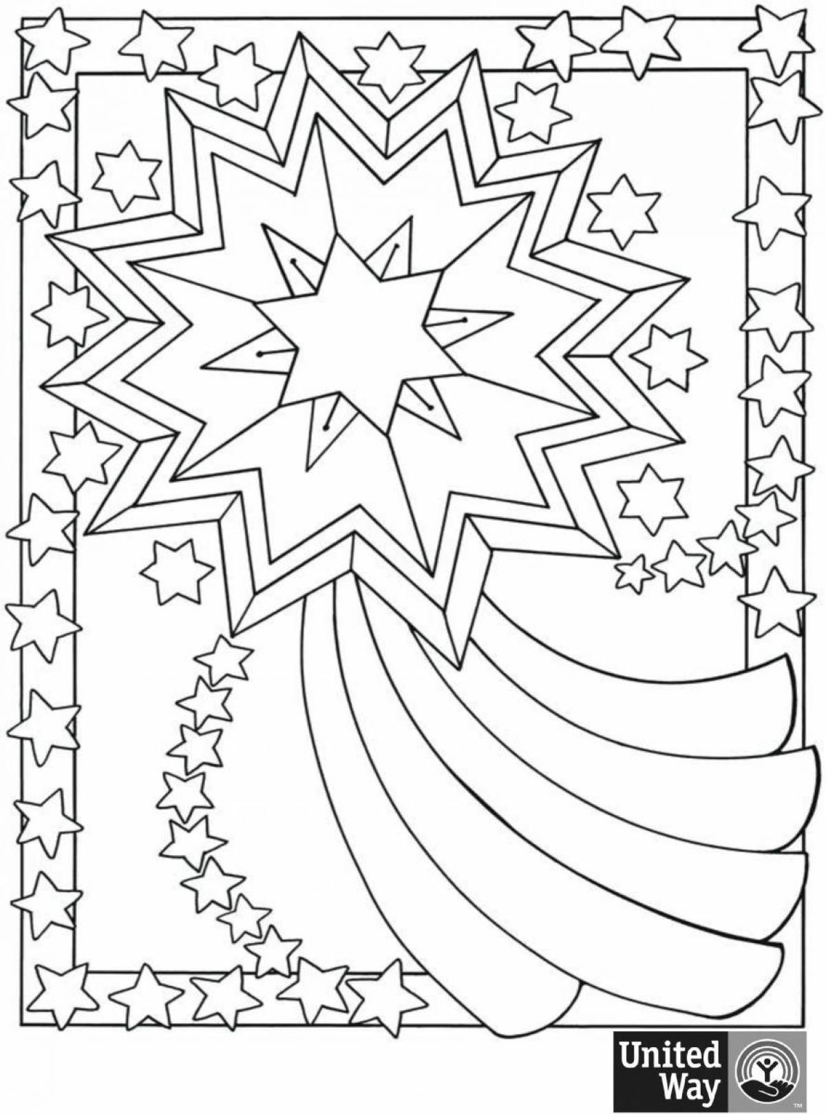Coloring page flashing christmas star