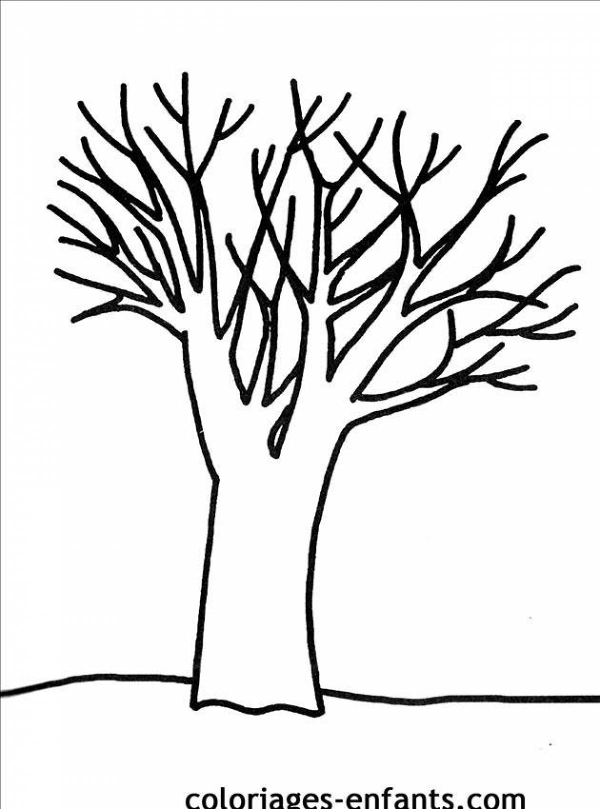 Delightful tree without leaves coloring book for children