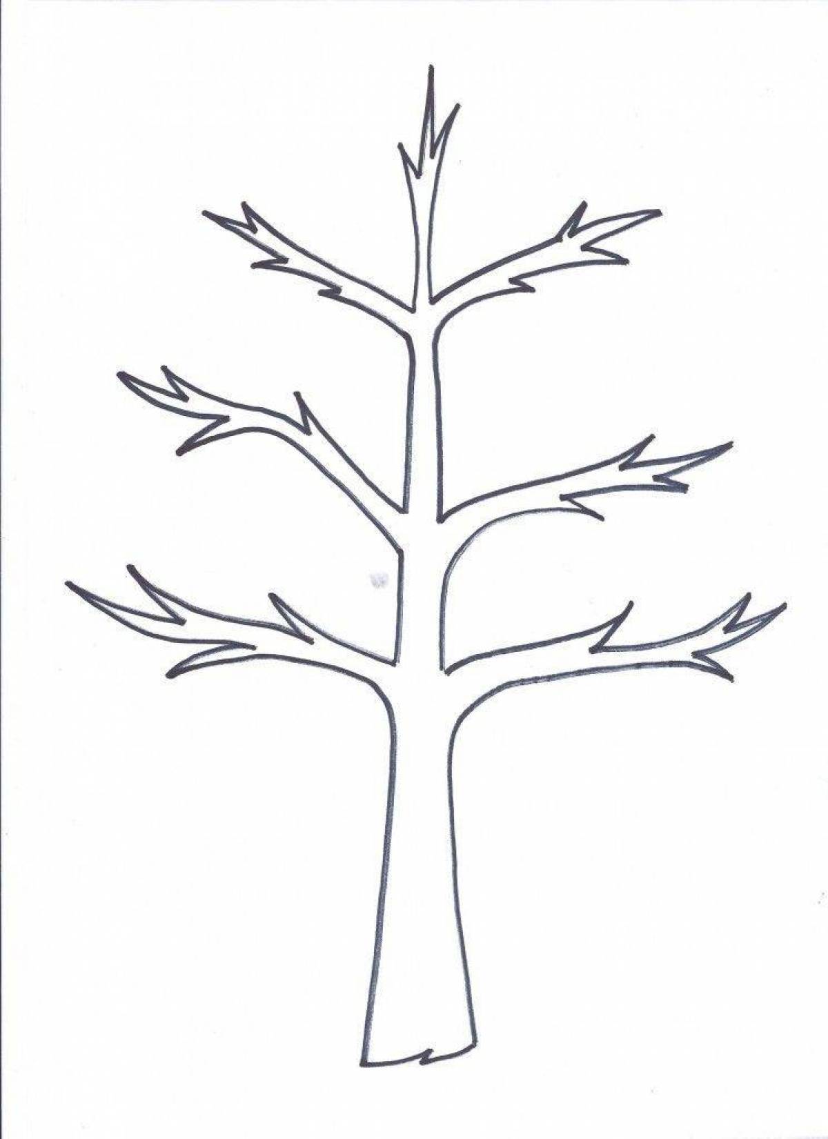 Раскраска сказочное дерево без листьев для детей