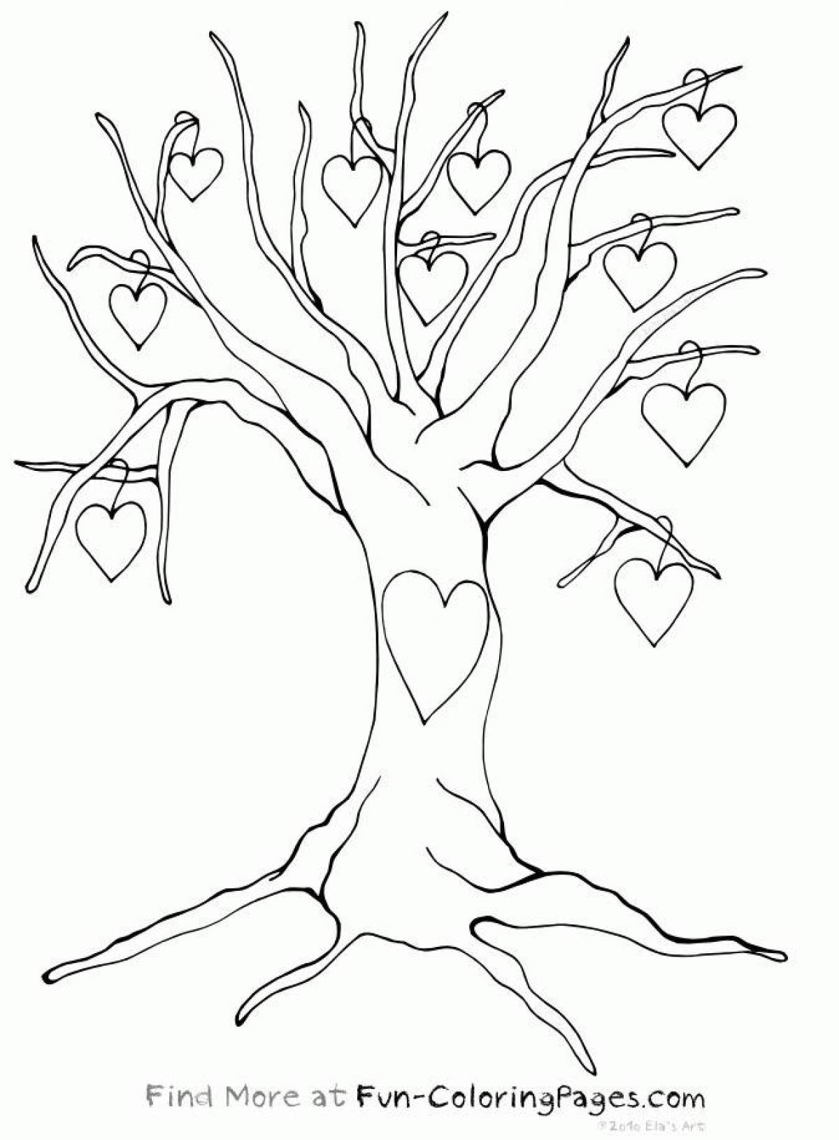 Amazing tree without leaves coloring book for kids