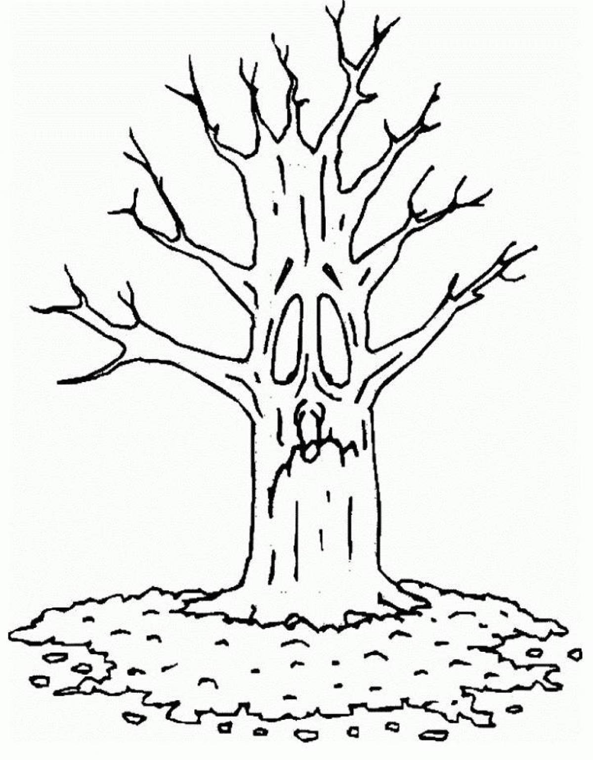 Exquisite tree without leaves coloring book for kids