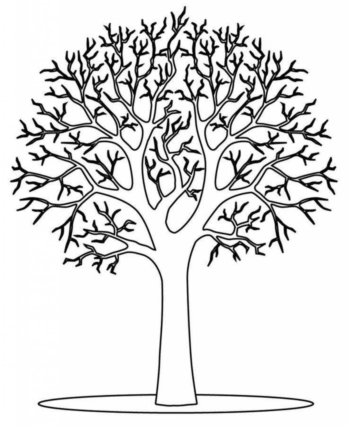 Glitter tree without leaves coloring pages for children