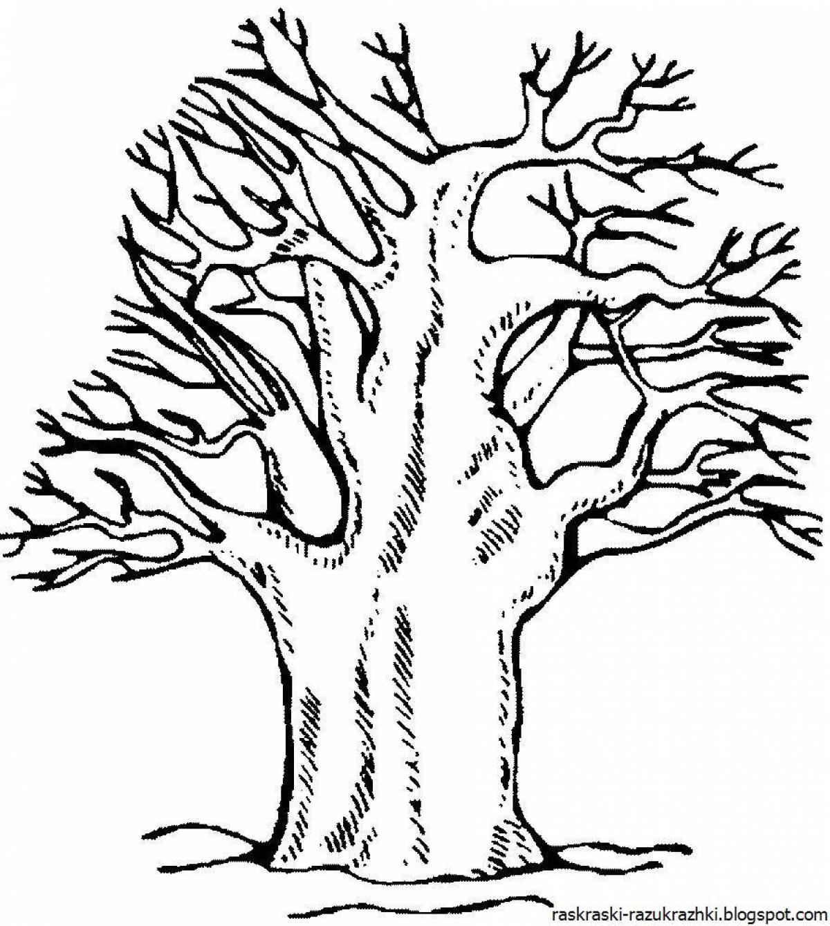 Манящее дерево без листьев раскраска для детей