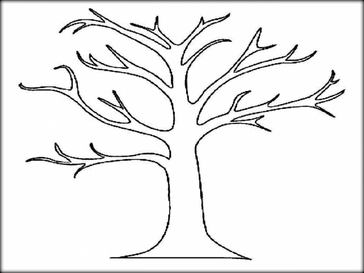 Adorable tree without leaves coloring book for kids