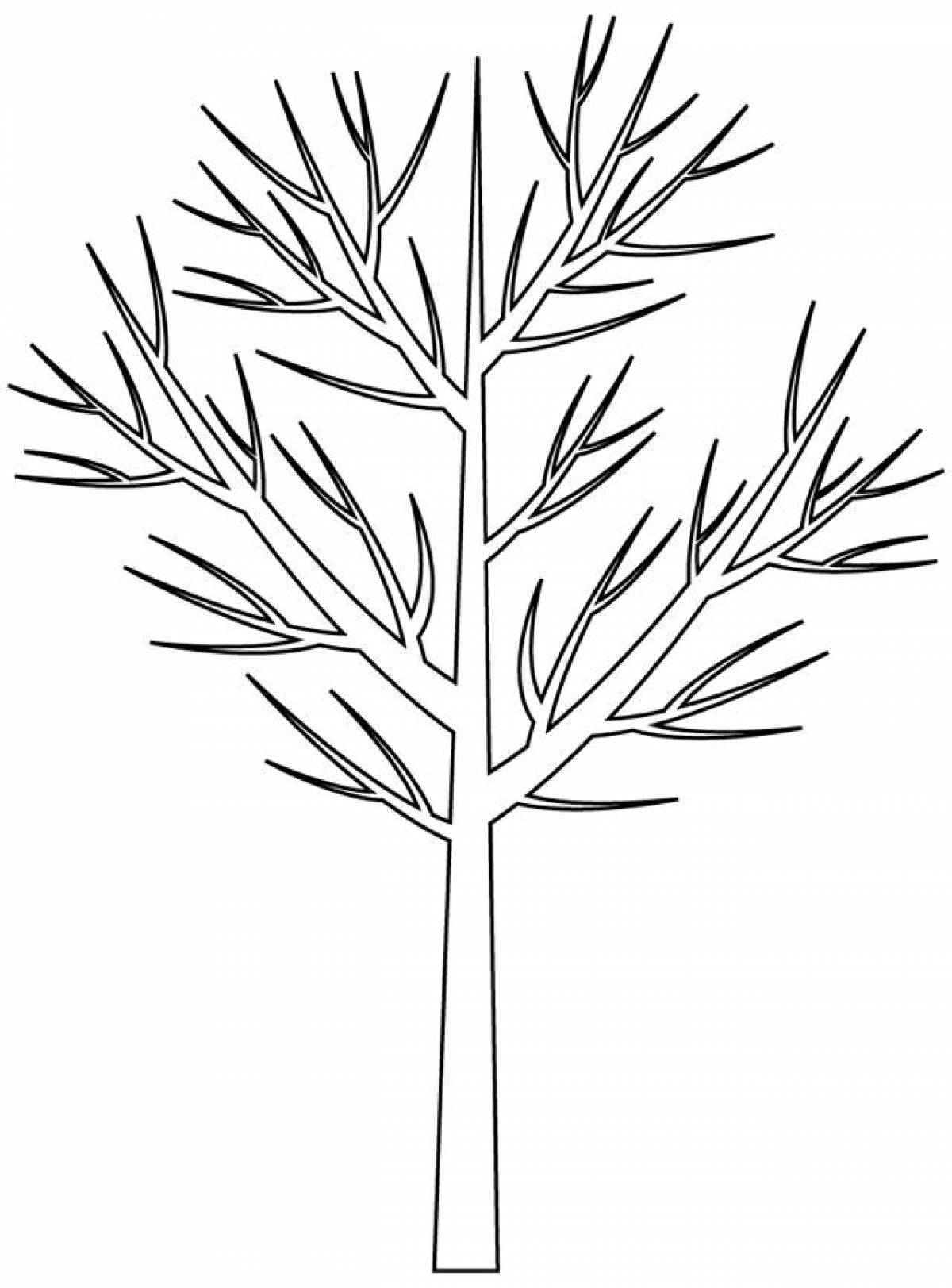 A dazzling tree without leaves coloring pages for children